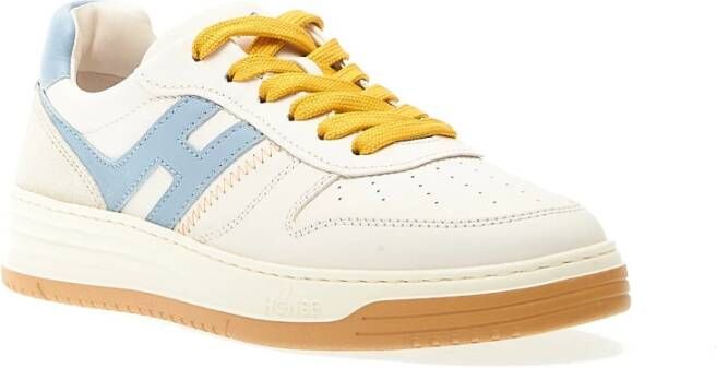 Hogan Witte en Blauwe Leren Basketbalsneakers White Heren