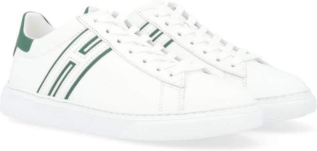 Hogan Witte en Groene Leren Sneaker H365 White Heren