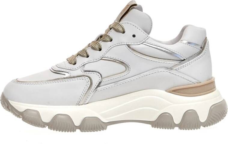 Hogan Witte en platina leren sneakers White Dames