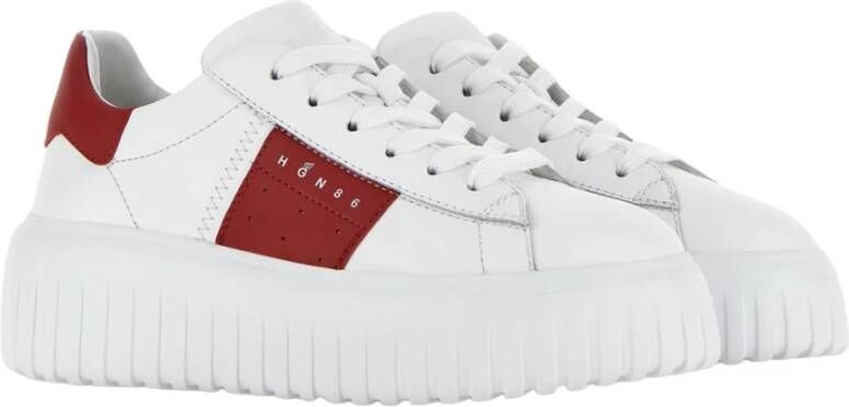 Hogan Witte en rode leren sneakers met strepen White Dames