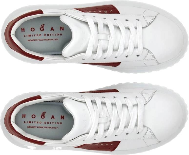 Hogan Witte en rode leren sneakers met strepen White Dames