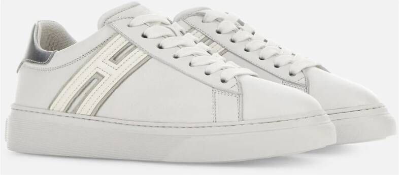 Hogan Witte en zilveren leren sneakers White Dames