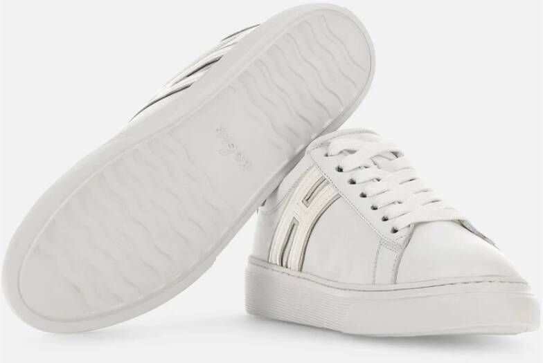 Hogan Witte en zilveren leren sneakers White Dames