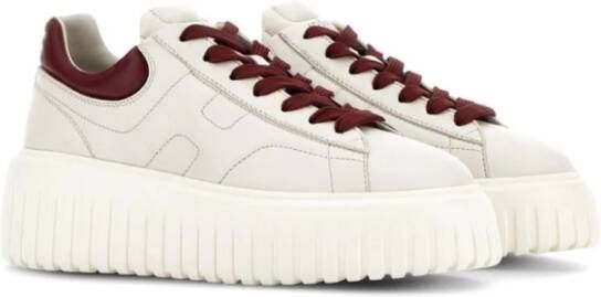 Hogan Witte H-Strepen Leren Sneakers White Dames