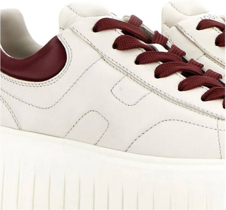 Hogan Witte H-Strepen Leren Sneakers White Dames