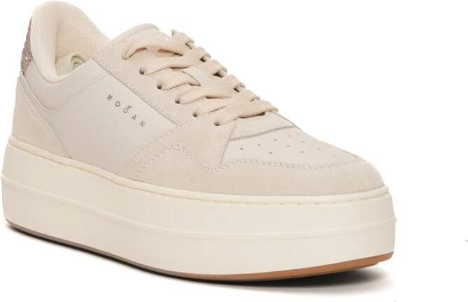 Hogan Witte Leren Glitter Sneakers White Dames