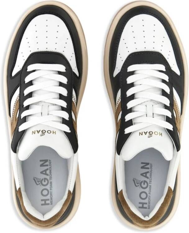 Hogan Witte leren platte schoenen geperforeerd White Heren