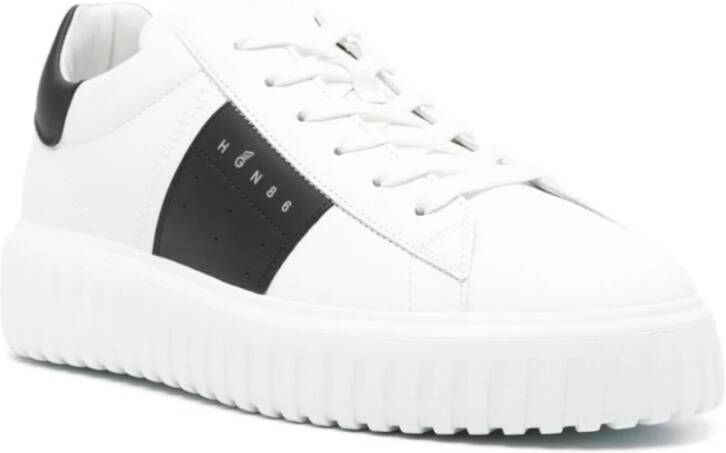 Hogan Witte leren platte schoenen met geheugenschuim White Heren