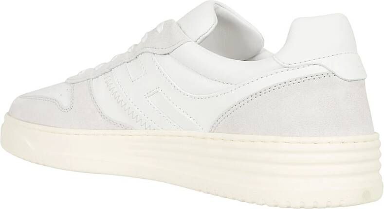 Hogan Witte Leren Sneakers Basketbalstijl White Heren