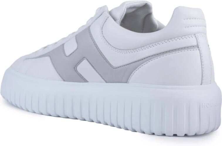 Hogan Witte Leren Sneakers Contrast Logo White Heren