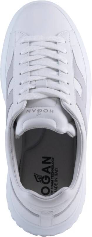 Hogan Witte Leren Sneakers Contrast Logo White Heren