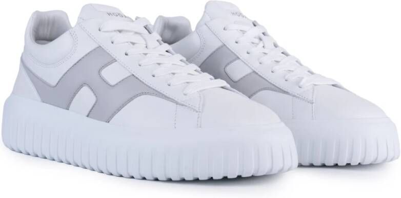 Hogan Witte Leren Sneakers Contrast Logo White Heren