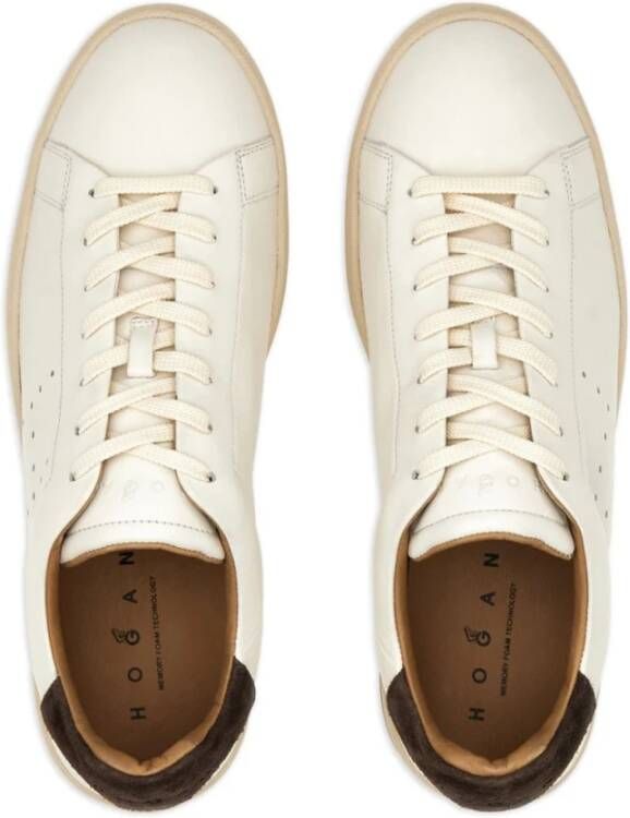 Hogan Witte Leren Sneakers Ronde Neus White Heren