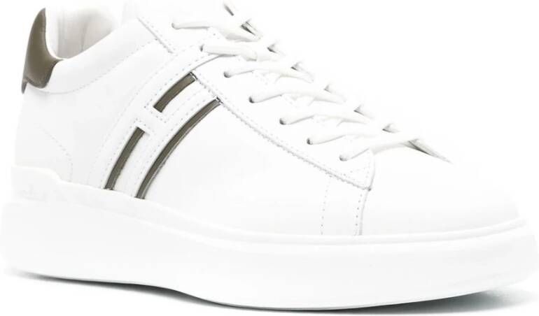 Hogan Witte Leren Sneakers Logo Patch White Heren