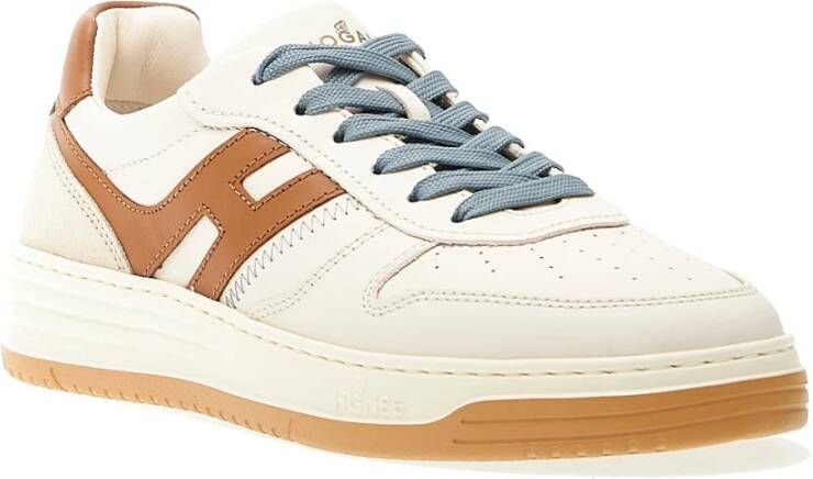 Hogan Witte Leren Sneakers met Blauwe Accenten Multicolor Heren