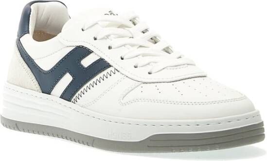 Hogan Witte Leren Sneakers met Blauwe Details White Heren