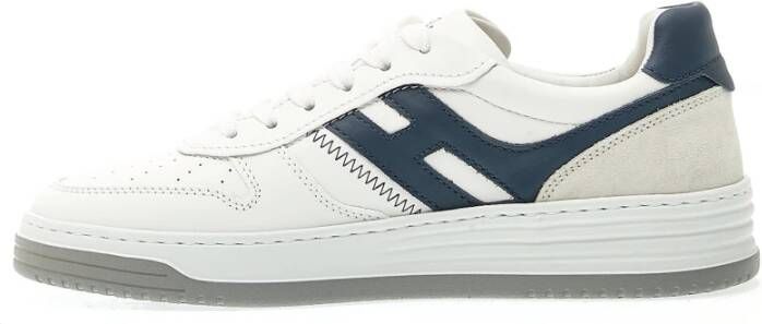 Hogan Witte Leren Sneakers met Blauwe Details White Heren