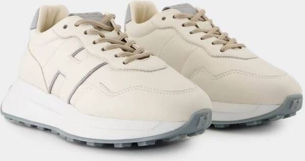 Hogan Witte Leren Sneakers met Bovenste Veters White Dames