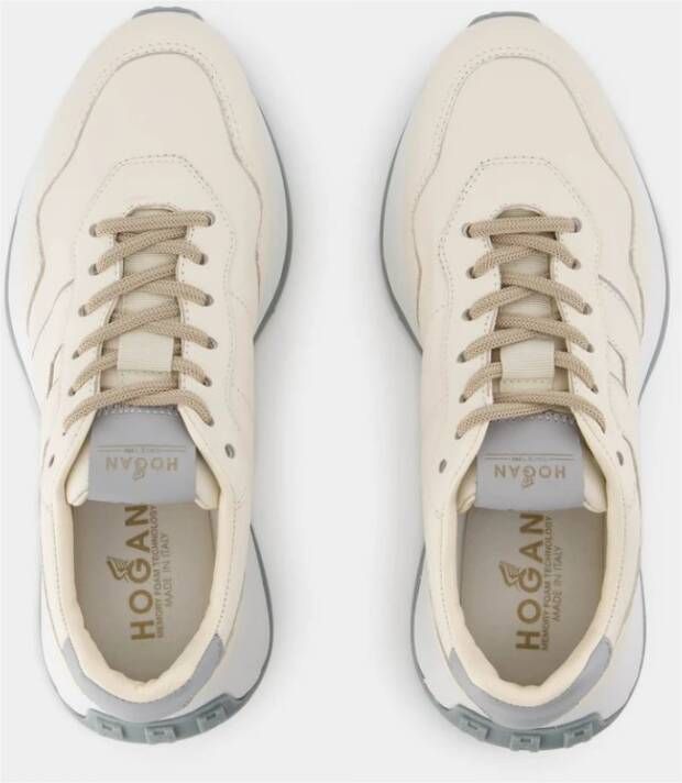 Hogan Witte Leren Sneakers met Bovenste Veters White Dames