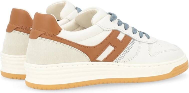 Hogan Witte leren sneakers met Cuoio-details White Heren