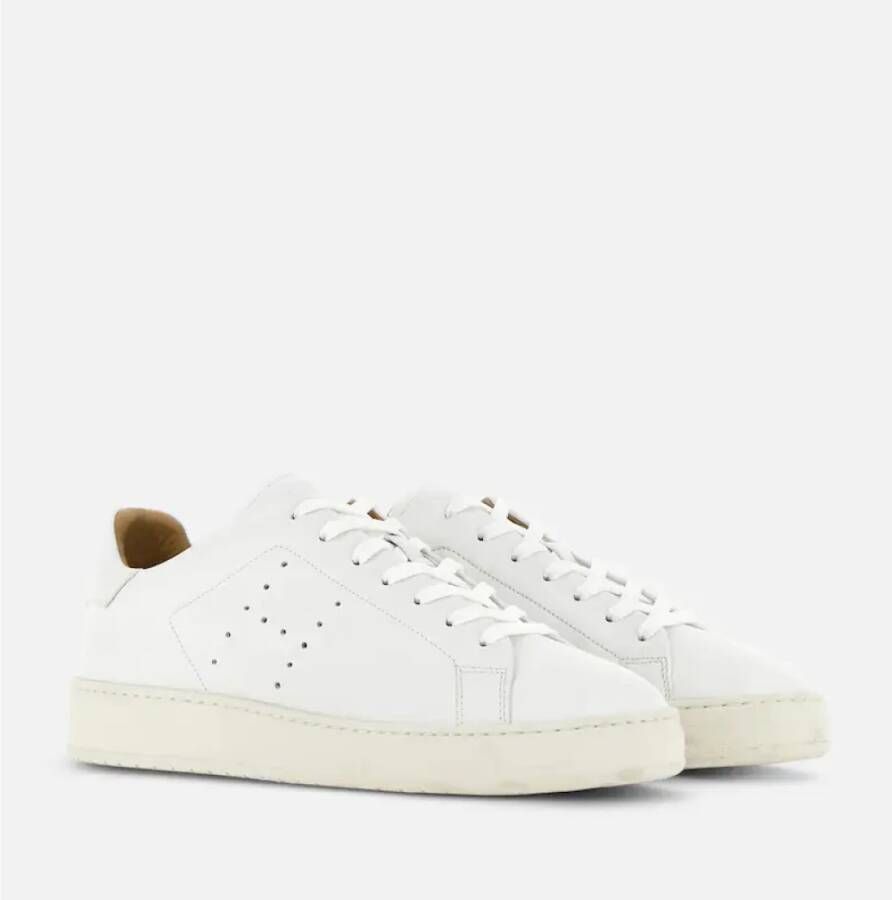 Hogan Witte Leren Sneakers met Geperforeerde Zijde White Heren