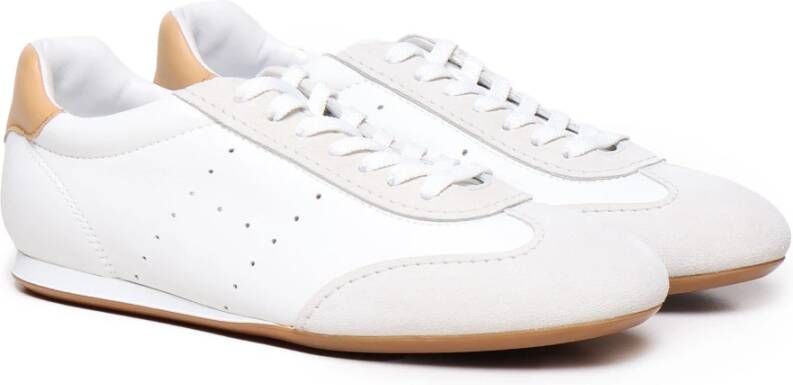 Hogan Witte Leren Sneakers met Gouden Stud White Heren