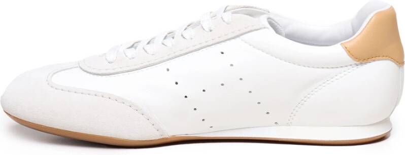 Hogan Witte Leren Sneakers met Gouden Stud White Heren