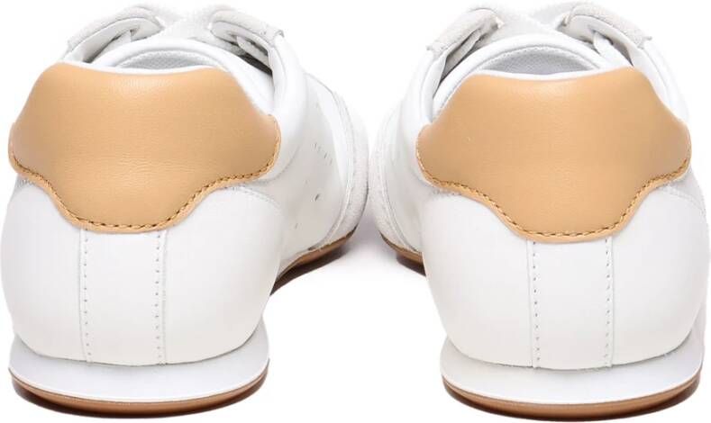 Hogan Witte Leren Sneakers met Gouden Stud White Heren