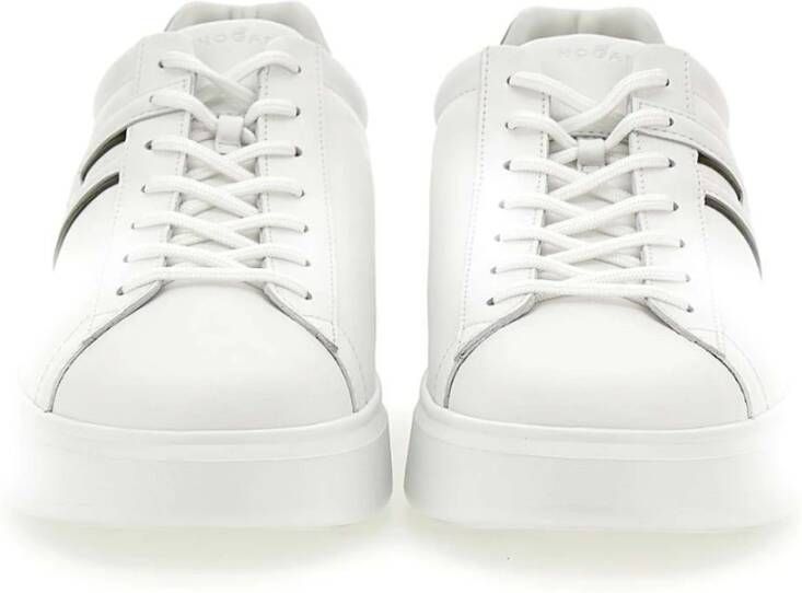 Hogan Witte Leren Sneakers met Groene Profielen White Heren