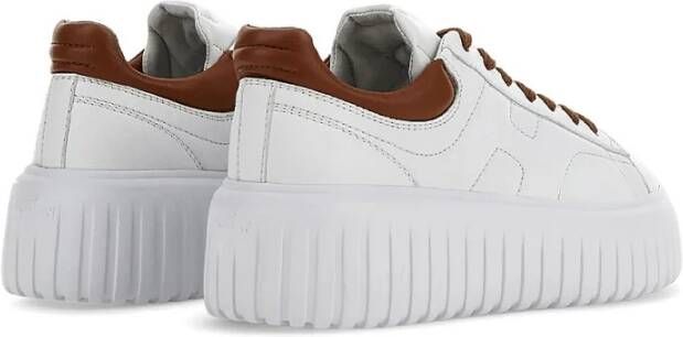 Hogan Witte Leren Sneakers met H-Stripes White Heren