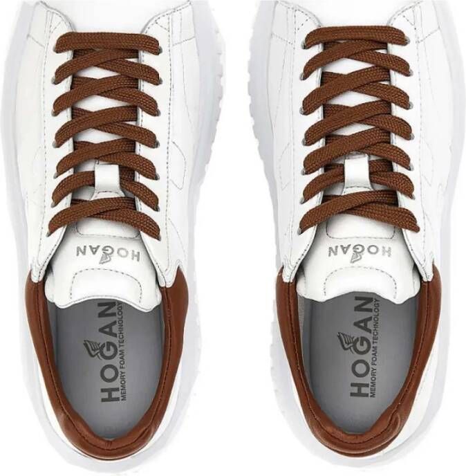 Hogan Witte Leren Sneakers met H-Stripes White Heren