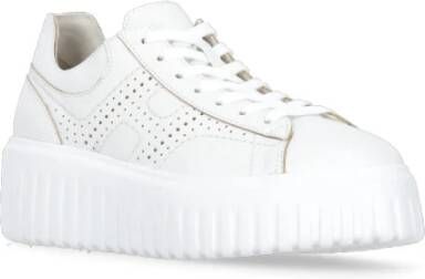 Hogan Witte Leren Sneakers met Logodetail White Dames