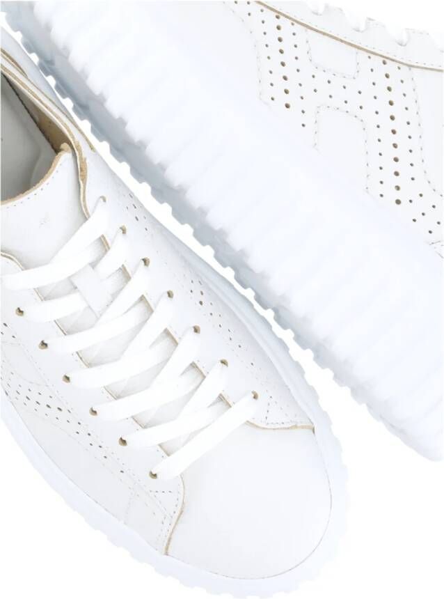 Hogan Witte Leren Sneakers met Logodetail White Dames