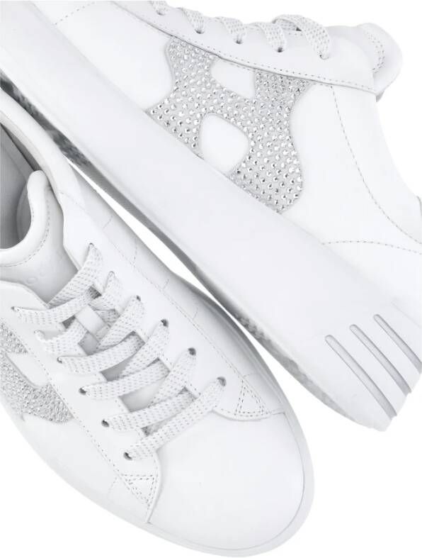 Hogan Witte Leren Sneakers met Lurex Details White Dames