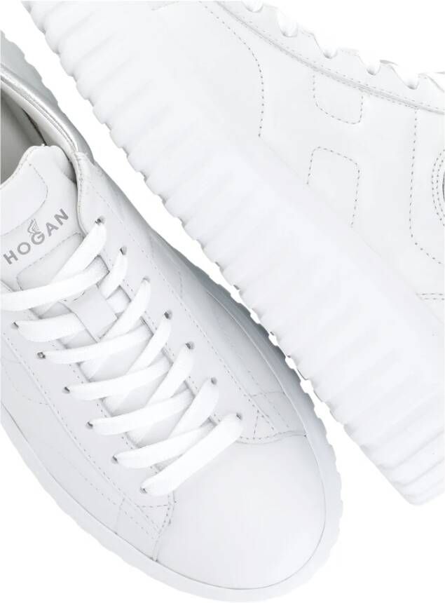 Hogan Witte Leren Sneakers met Metalen Detail White Dames