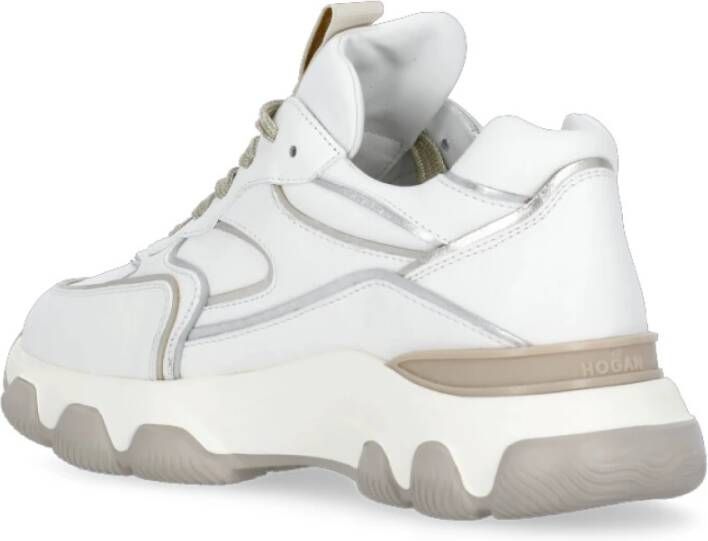 Hogan Witte Leren Sneakers met Metalen Inzetstukken Wit Dames