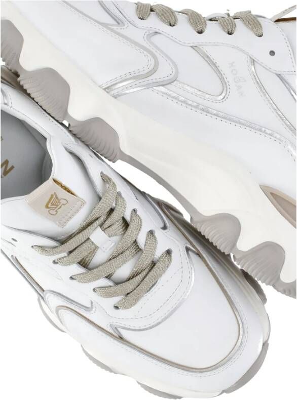 Hogan Witte Leren Sneakers met Metalen Inzetstukken Wit Dames