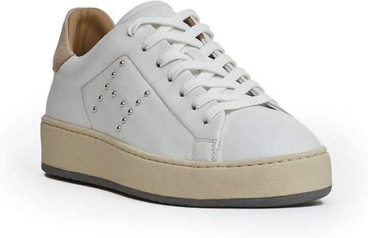 Hogan Witte leren sneakers met studs White Dames