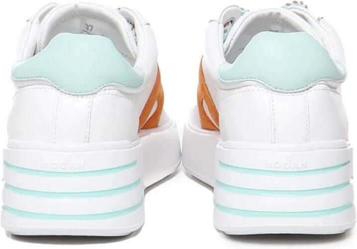 Hogan Witte Leren Sneakers met Suède Detail White Dames