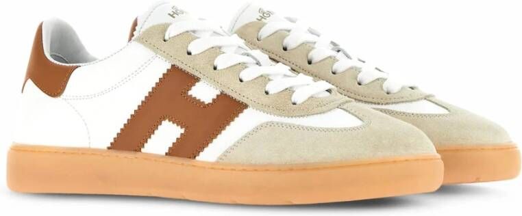 Hogan Witte Leren Sneakers met Suède Inzetstukken Multicolor Heren