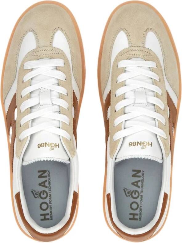 Hogan Witte Leren Sneakers met Suède Inzetstukken Multicolor Heren