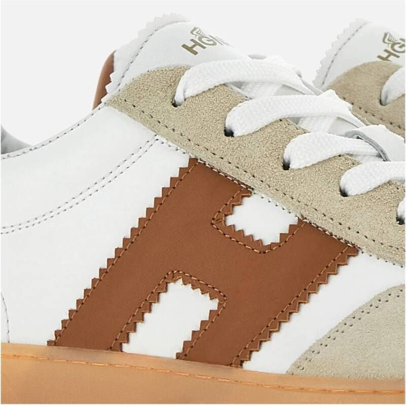 Hogan Witte Leren Sneakers met Suède Inzetstukken Multicolor Heren