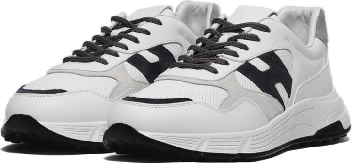 Hogan Witte Leren Sneakers met Suède Inzetstukken White Heren