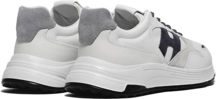 Hogan Witte Leren Sneakers met Suède Inzetstukken White Heren