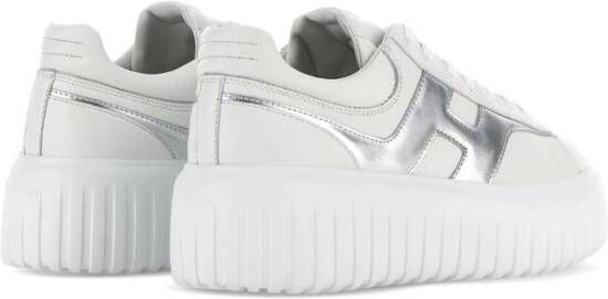 Hogan Witte Leren Sneakers Metallic Finish White Dames