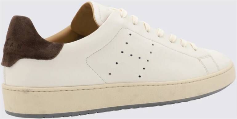 Hogan Witte Leren Sneakers Ronde Neus Beige Heren