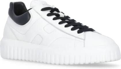 Hogan Witte Leren Sneakers Ronde Neus Iconische H White Heren