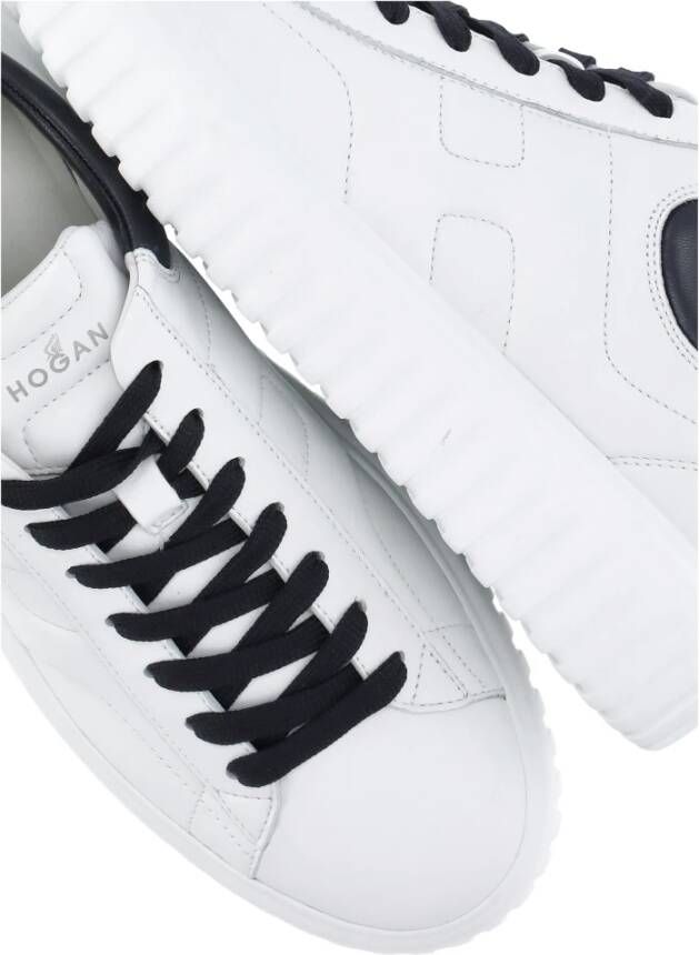 Hogan Witte Leren Sneakers Ronde Neus Iconische H White Heren