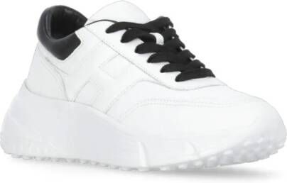 Hogan Witte Leren Sneakers Ronde Neus Logo White Dames