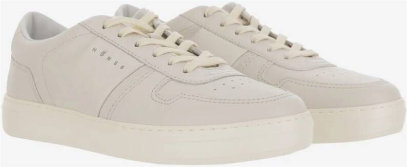 Hogan Witte Leren Sneakers Ronde Neus Vetersluiting White Heren